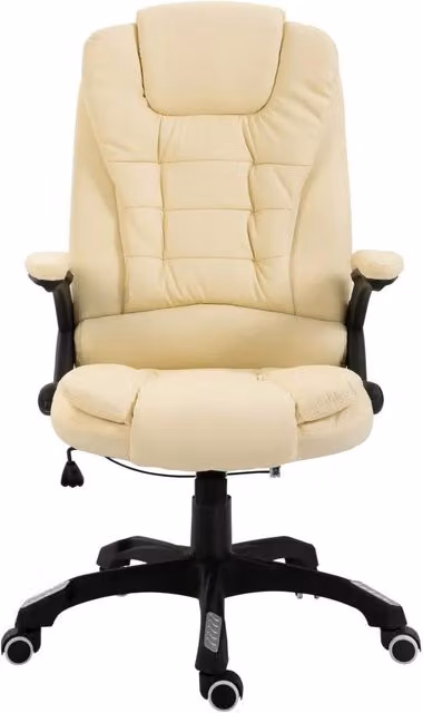 Sedia da ufficio ergonomica vidaXL in similpelle beige con braccioli e ruote, regolabile in altezza e girevole a 360 gradi, H 119 x L 71 x P 68 cm