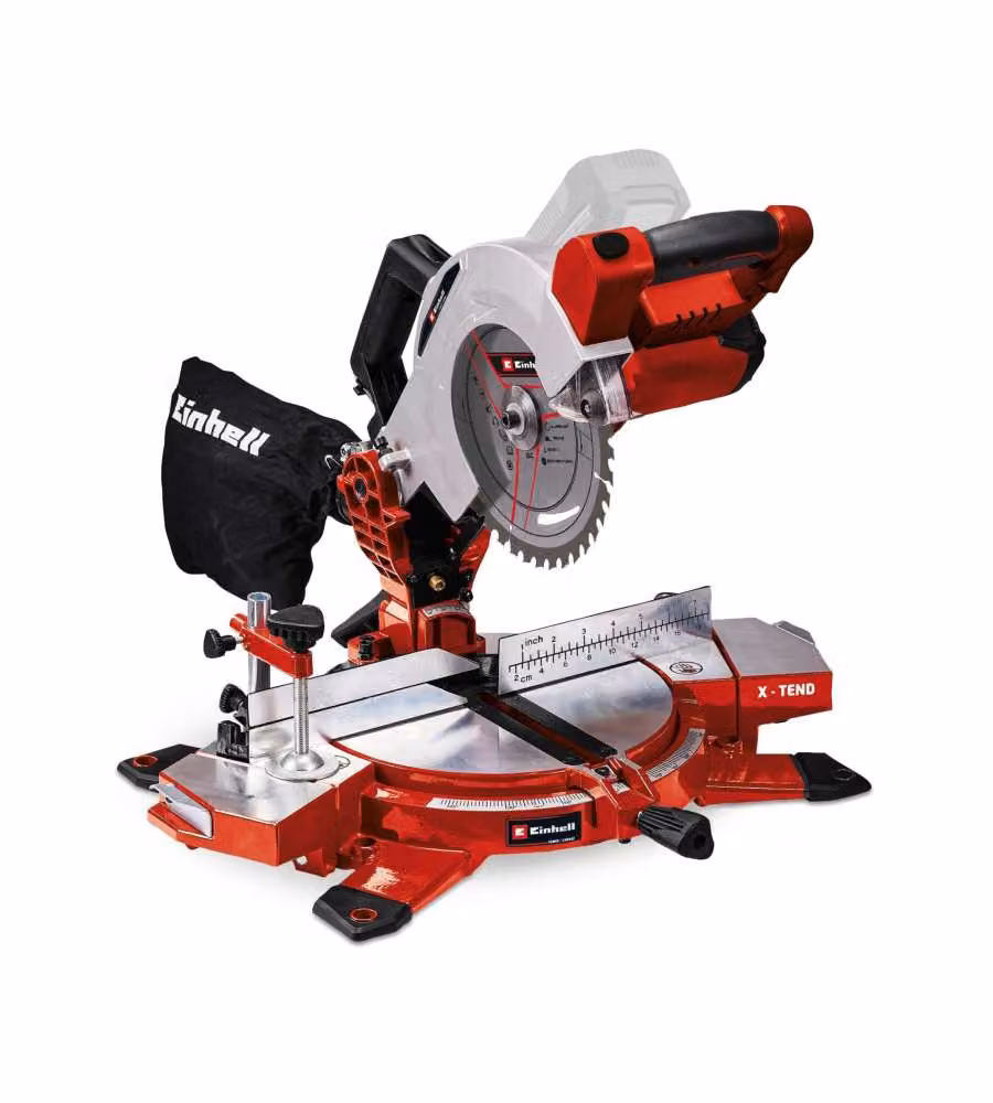 Einhell Troncatrice a batteria TE-MS 18-210 Li-Solo Power X-Change Nero e Rosso con lama da 210 mm e inclinazione a 45° – 1