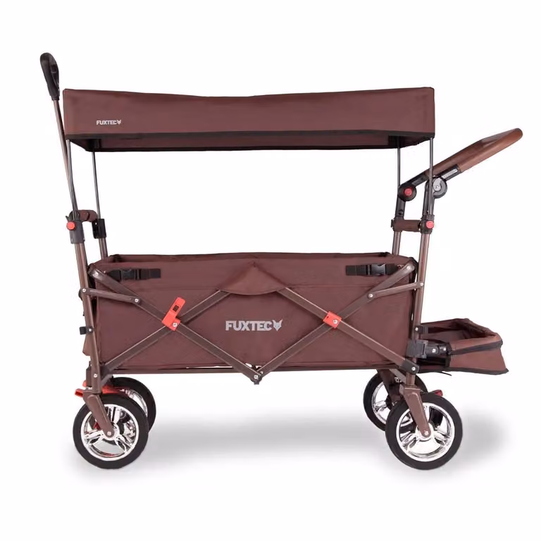 Carrello pieghevole giardino FUXTEC FX-CT800 con tettuccio parasole MARRONE Braun