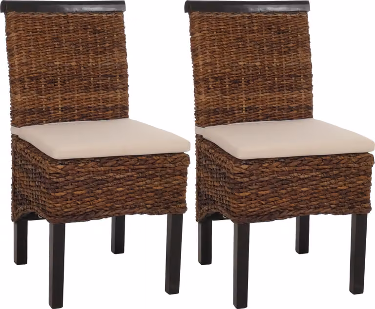 set di 2 sedie da pranzo in vimini Sedia M45 in vimini banana ~ scuro, con cuscino