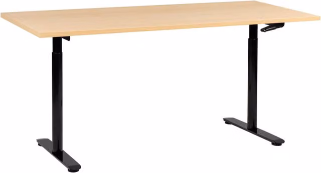Scrivania regolabile manualmente nero e marrone chiaro 180 x 72 cm struttura in acciaio verniciato a polvere