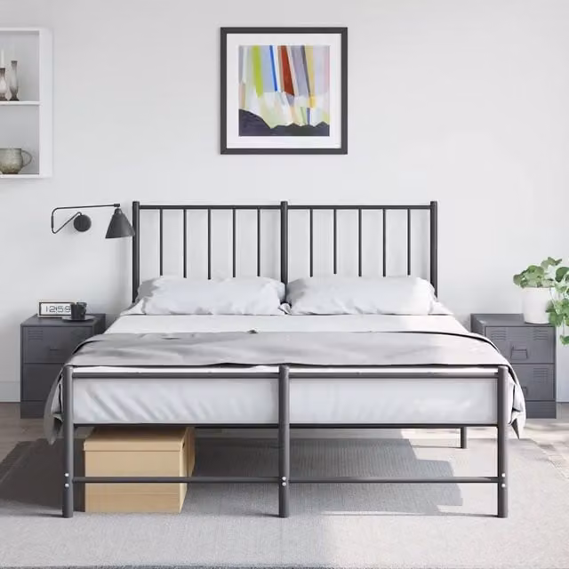 Set di 2 comodini moderni Design Mania in metallo color antracite L/P/H: 34,5 x 39 x 44 cm