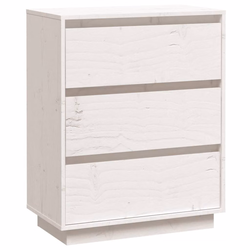 Credenza Bianca 60x34x75 cm in Legno Massello di Pino