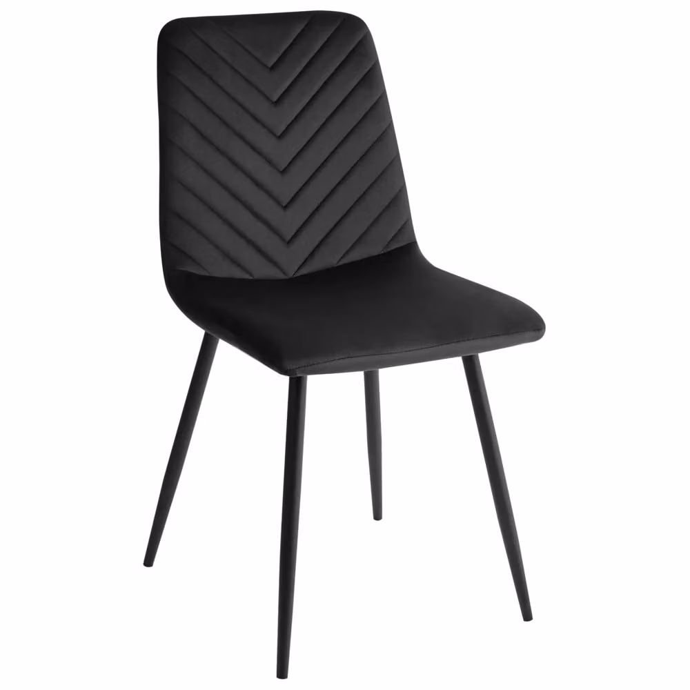 Set di 4 sedie da pranzo BELIANI in velluto nero con gambe in metallo nero opaco stile moderno – 2