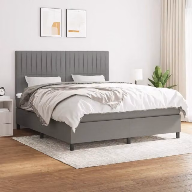 Letto Ibrido con Giroletto a Molle e Materasso vidaXL Grigio e Bianco L/P/H: 160 x 200 x 4 cm