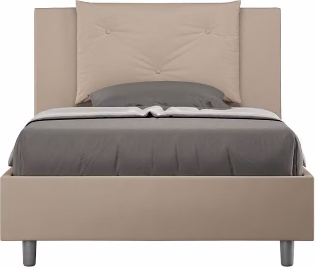 BS COM Letto una piazza e mezza con rete imbottito 120x200 similpelle tortora