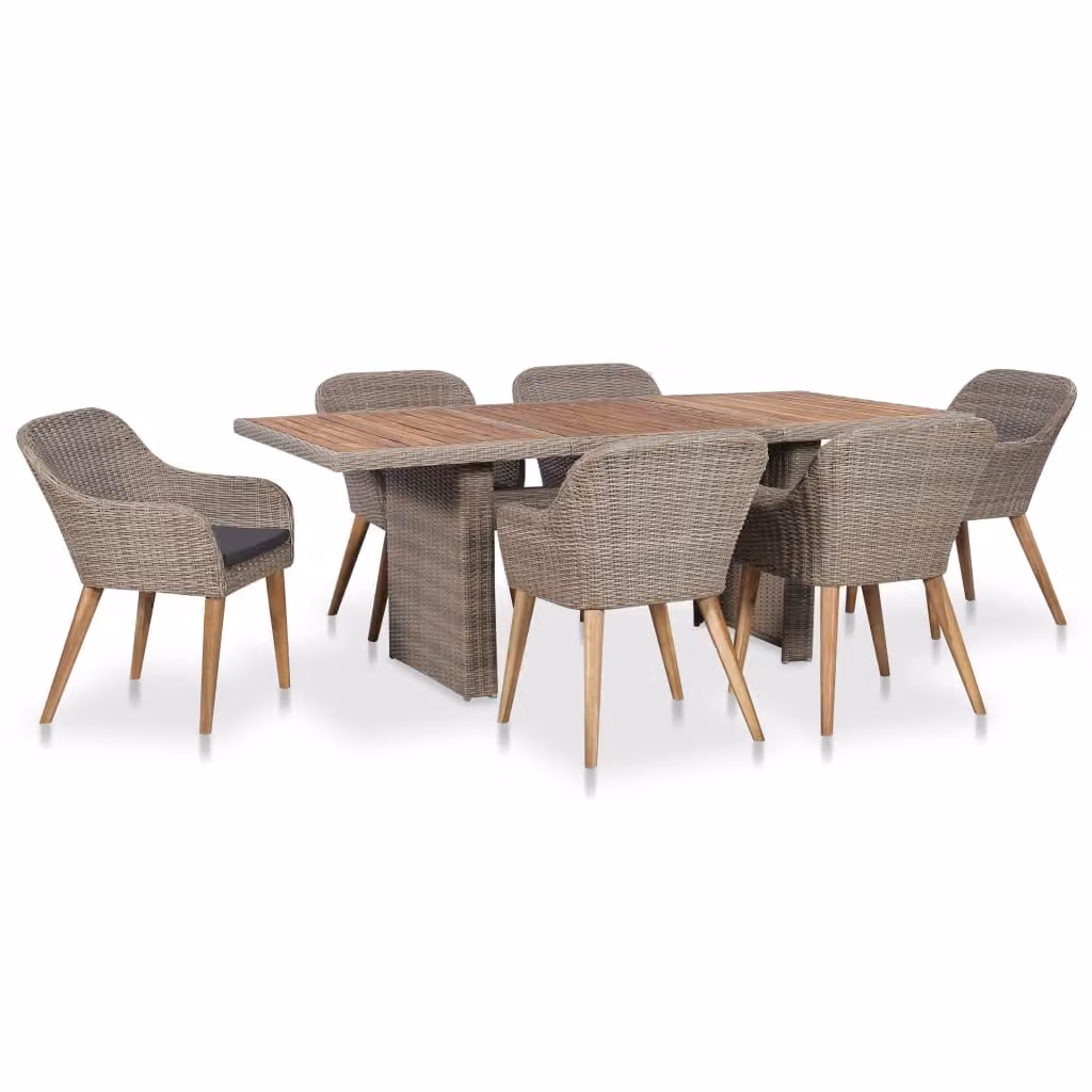 Maison Exclusive - Set da pranzo da giardino da 7 pezzi con cuscini in rattan sintetico