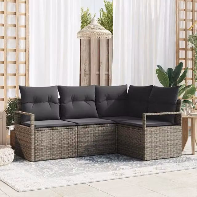 Set di divani 4 pz Grigio polyrattan 3355028