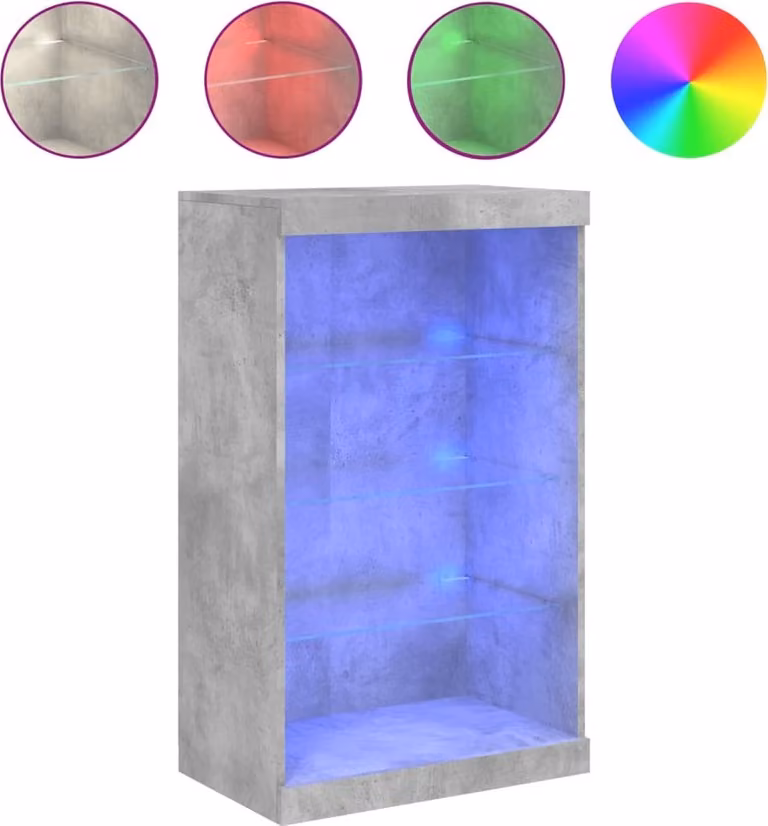 Credenza con Luci LED Grigio Cemento 60,5x37x100 cm