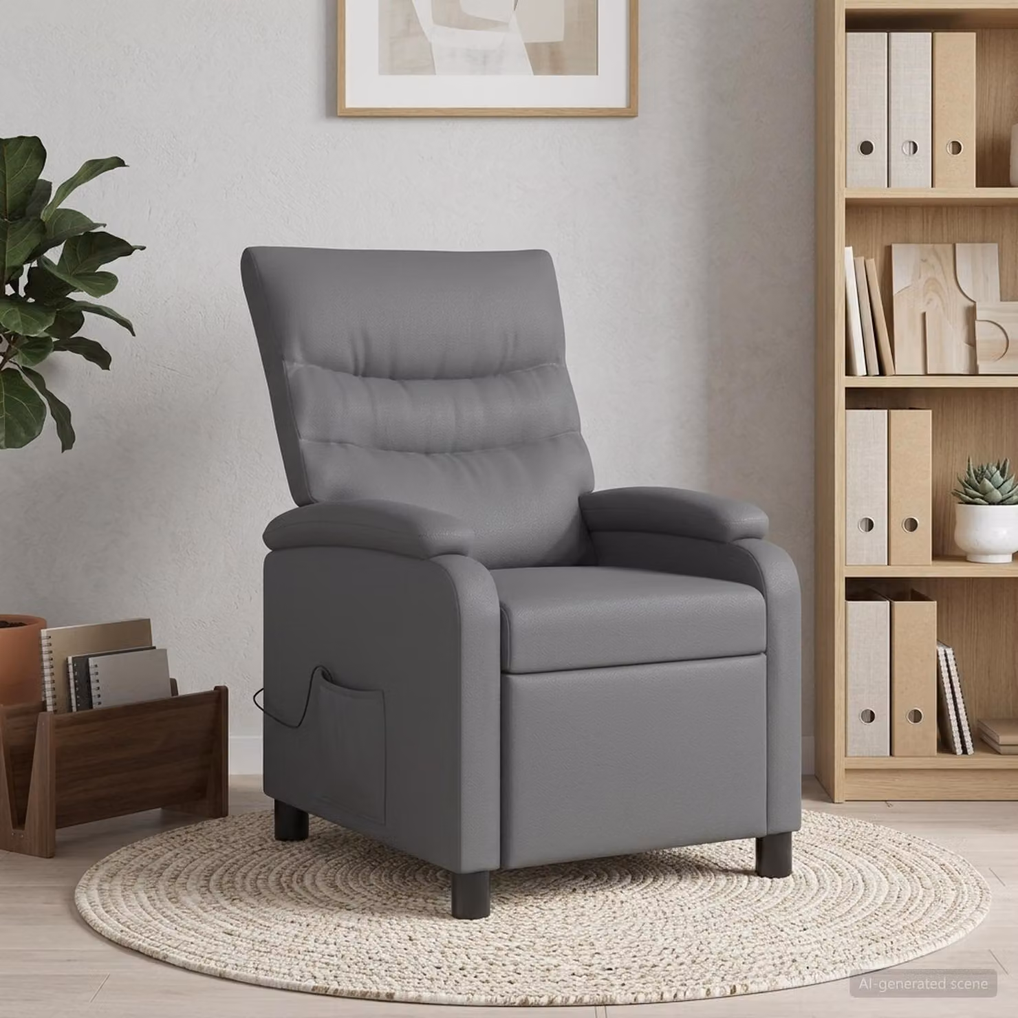 vidaXL Poltrona Relax Moderna in Similpelle Grigia con Braccioli
