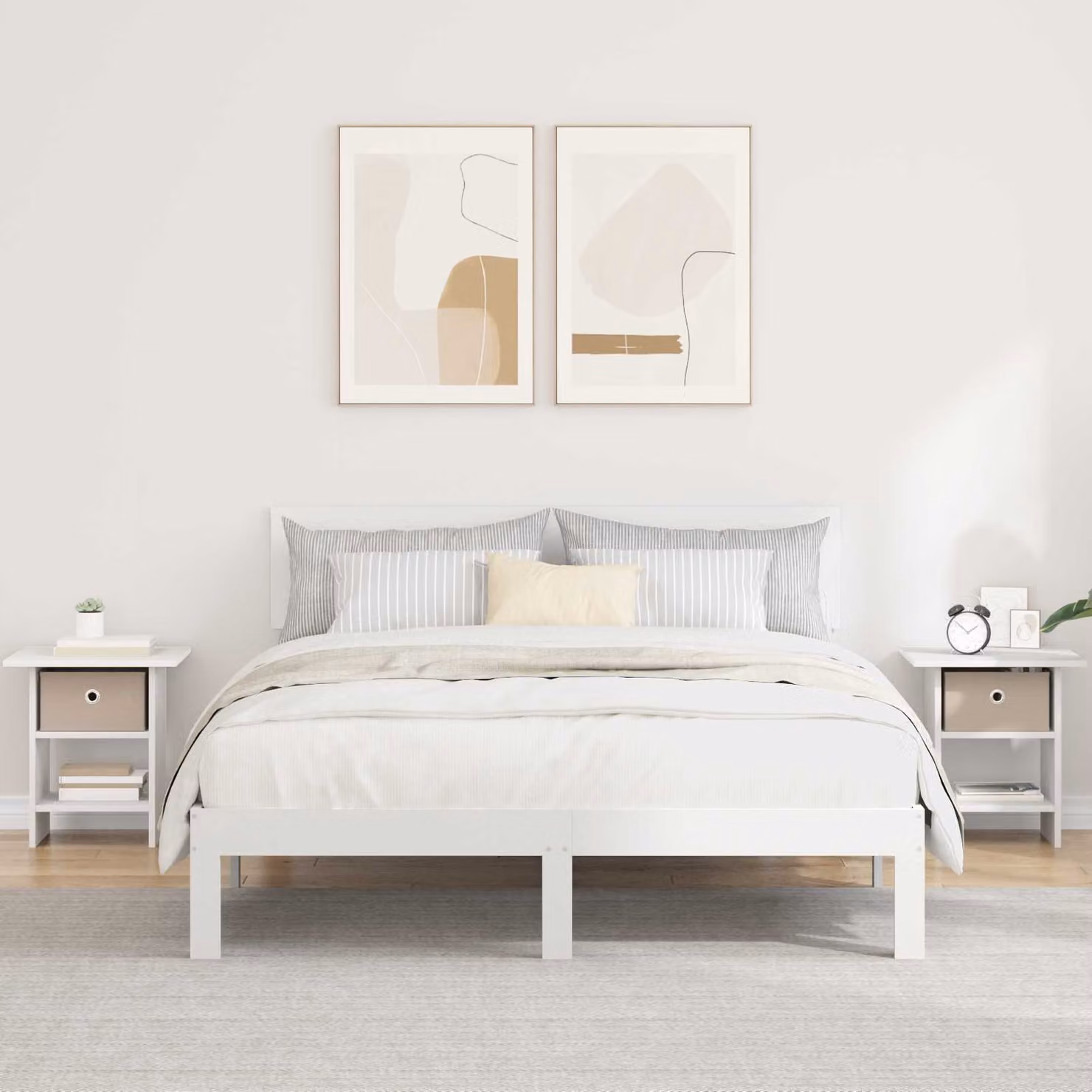 Set di 2 comodini moderni vidaXL in legno ingegnerizzato bianco, L 41 cm x P 40 cm x H 45 cm