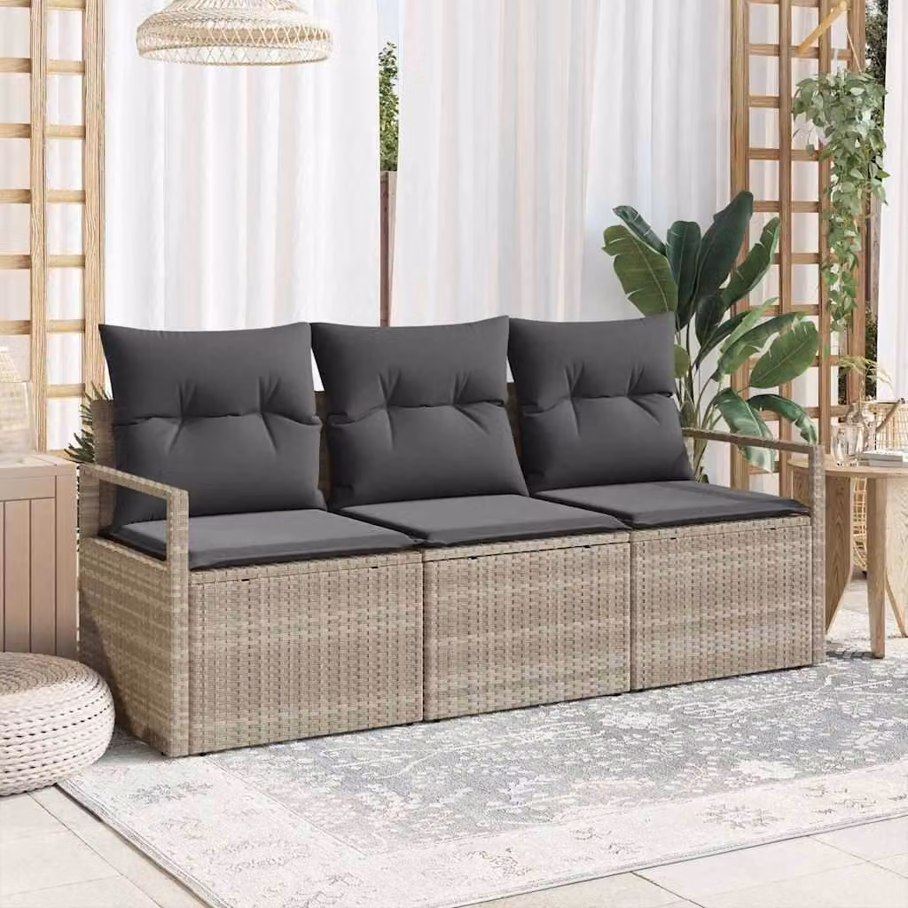 Maison Exclusive - Set di divani 3 pcs Grigio chiaro polyrattan