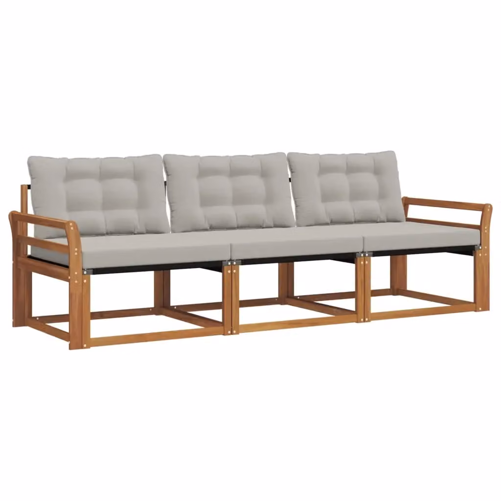 Set di divani da esterno 3 posti vidaXL in legno di acacia e tessuto textilene grigio – 2