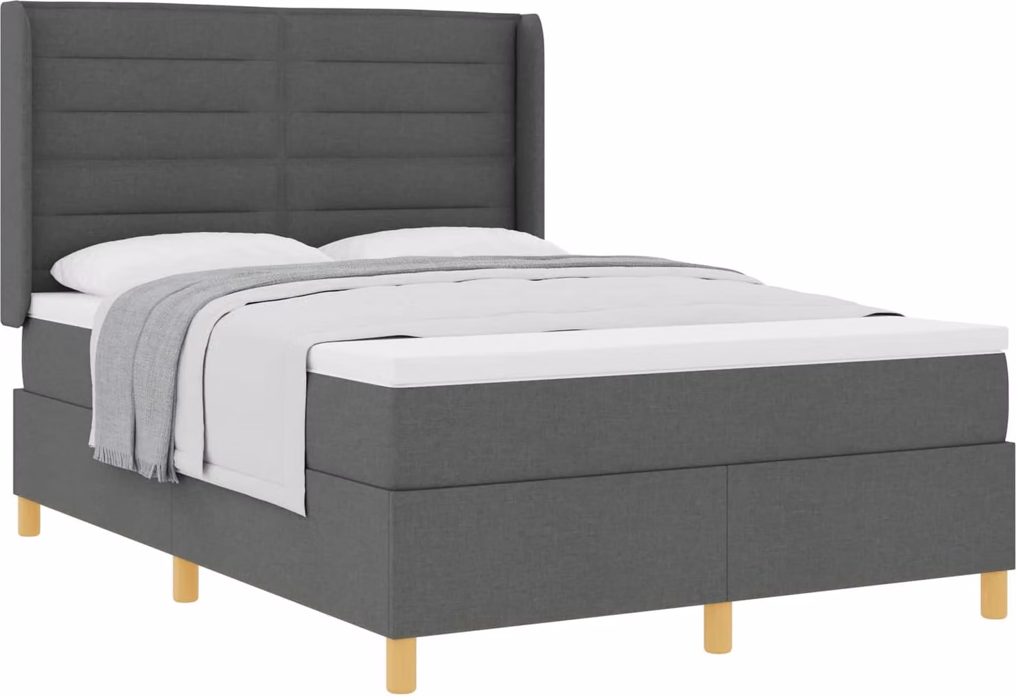 Letto a molle con materasso Grigio scuro 140 x 190 cm Tessuto