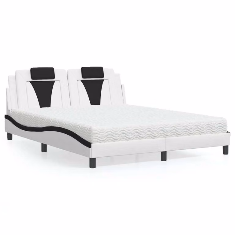 Maison Exclusive - Letto "Viana" con materasso, bianco e nero, 160x200 cm, ecopelle