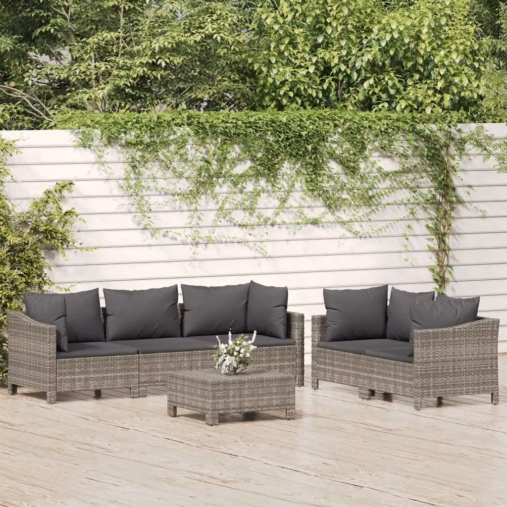 Maison Exclusive - Set Divani da Giardino 6 pz con Cuscini in Polyrattan Grigio