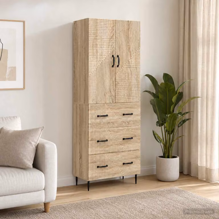 Set di 2 armadi a muro vidaXL in legno e MDF, colore marrone e beige, con ante a battente e ripiani interni, L/P/H: 66 x 34,5 x 90 cm
