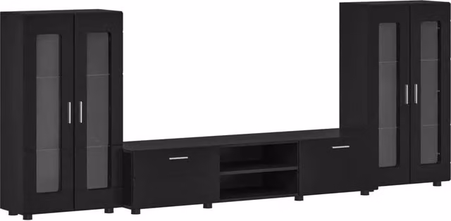 Set mobile TV con cassetto FLORIN 3 pz | Armadietto TV | Mobile Porta TV Nero Legno multistrato