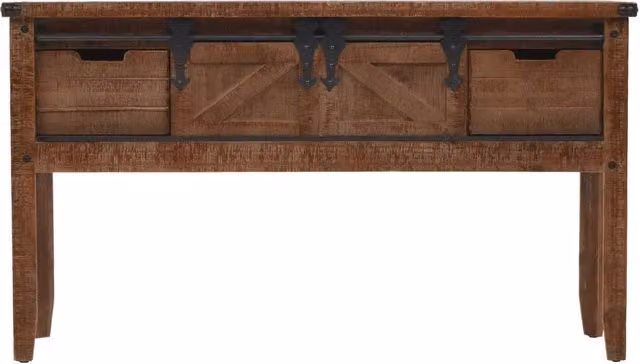 Tavolo Consolle | Tavolo d'Ingresso in Massello di Abete 131x35,5x75cm Marrone