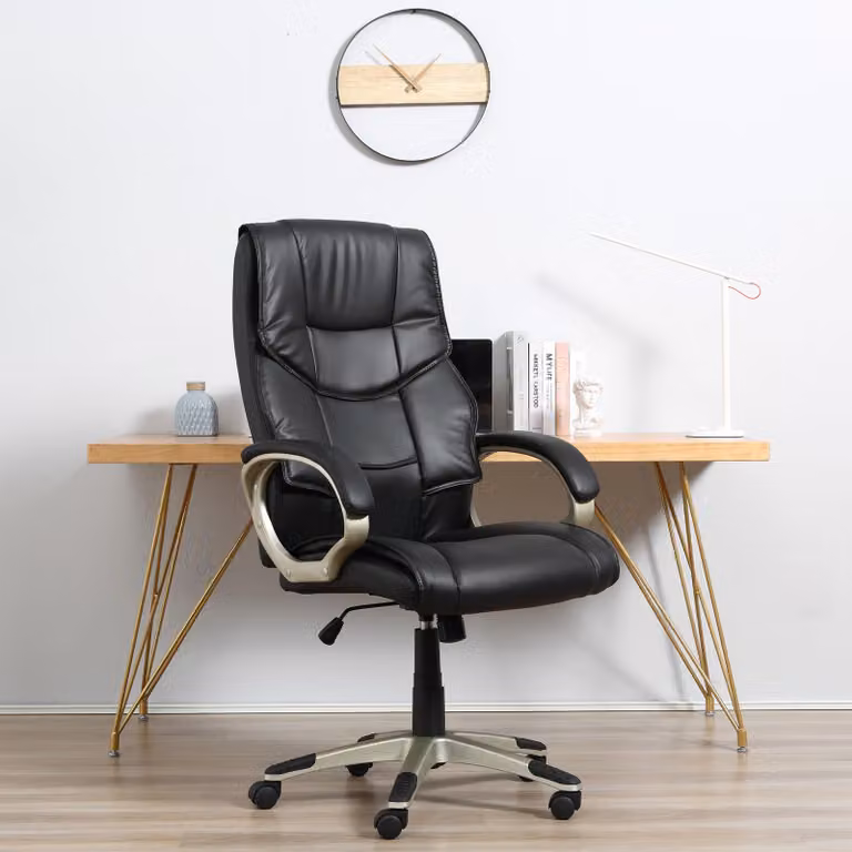 okwish sedia da ufficio regolabile in altezza sedia da ufficio girevole a 360°, sedia da scrivania con schienale e braccioli, sedia poster con funzione dondolo, nero