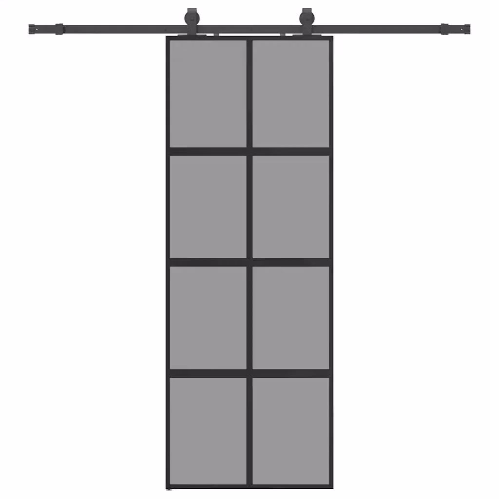 Porta Scorrevole Moderna vidaXL in Vetro Trasparente con Ferramenta Nera L: 76 cm, H: 205 cm – 2