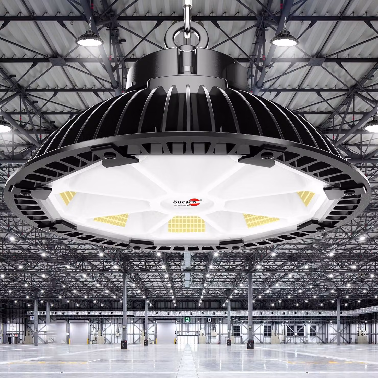 Lampada industriale a LED, proiettore UFO, IP65, 5000K, per magazzini e officine