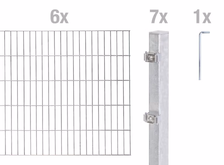 Alberts 654979 Recinzione a doppia rete metallica come set completo di 14 pezzi, zincato a caldo, altezza 200 cm, lunghezza 12 m