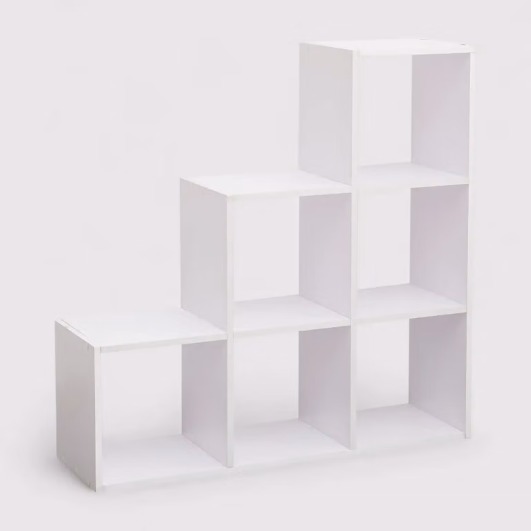 Clusia - Libreria a scala bianca con 6 vani a cubo