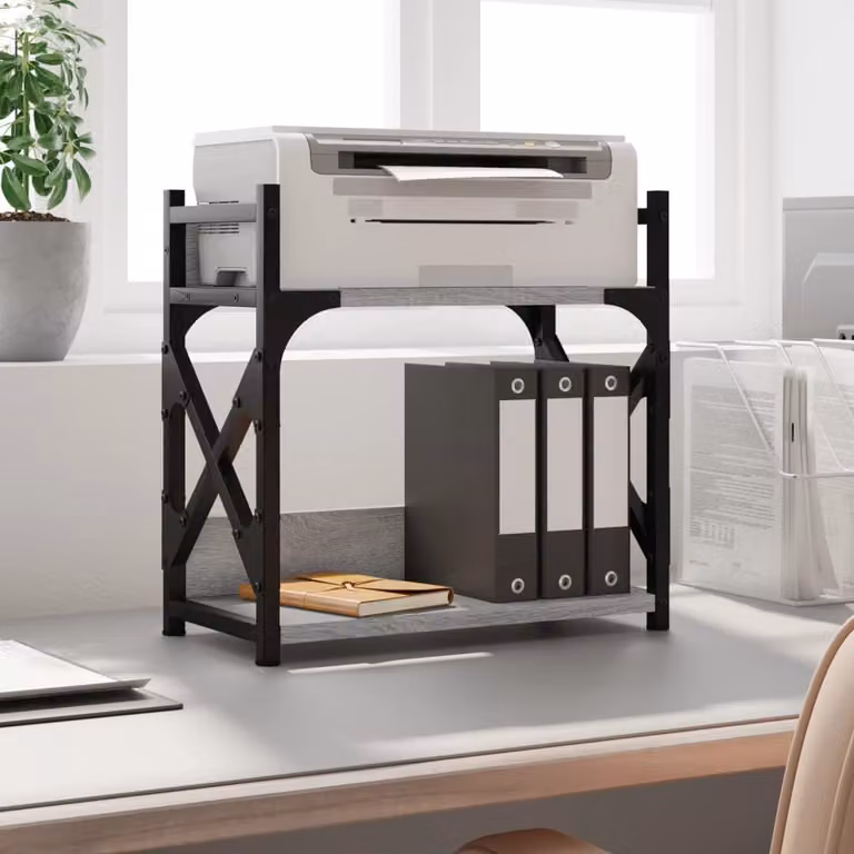 vidaXL Supporto Stampante a 2 Piani Grigio con Stile Industriale L/P/H: 40 x 20 x 40 cm