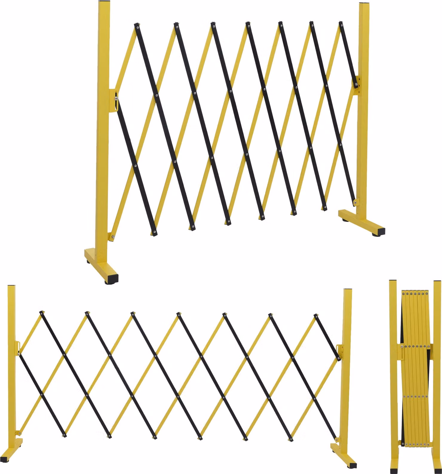 Barriera in alluminio MCW-B34, barriera a forbice, recinzione, barriera di protezione estensibile, 103x28-200 cm ~ giallo-nero