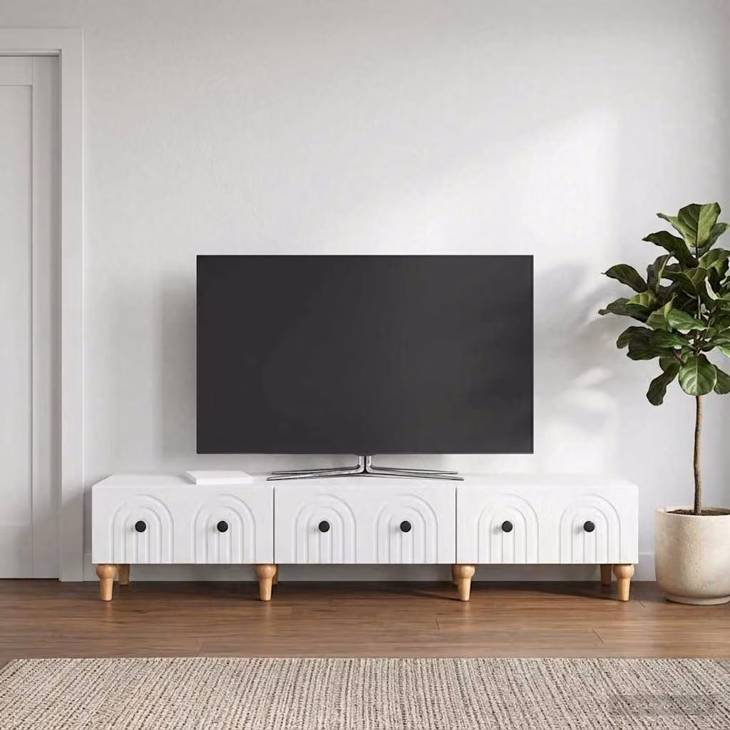 Mobile TV moderno vidaXL Bianco Lucido in legno ingegnerizzato L: 147 cm, P: 34,5 cm, H: 30 cm