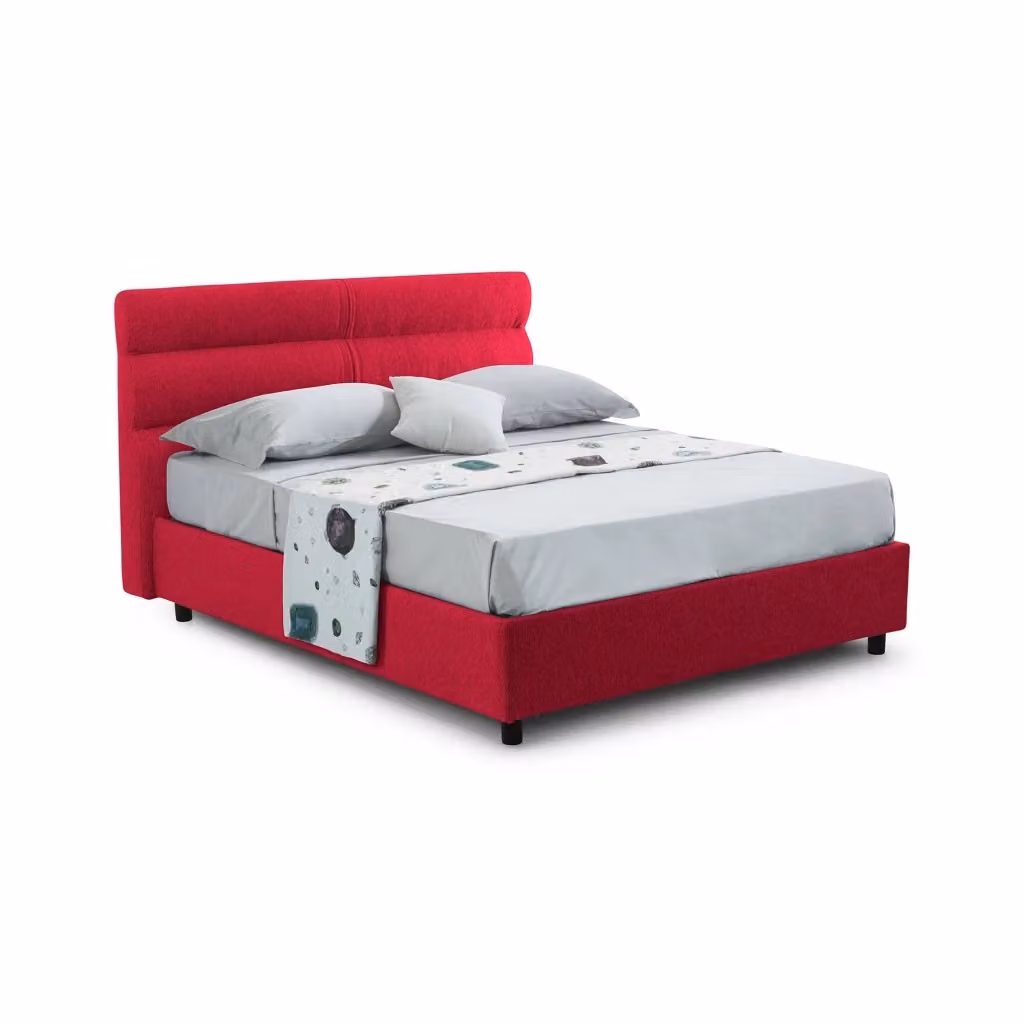 Letto Matrimoniale Moderno DMORA con Contenitore a Alzata e Materasso Incluso, Rosso e Nero, L/P: 160 x 200 cm – 2