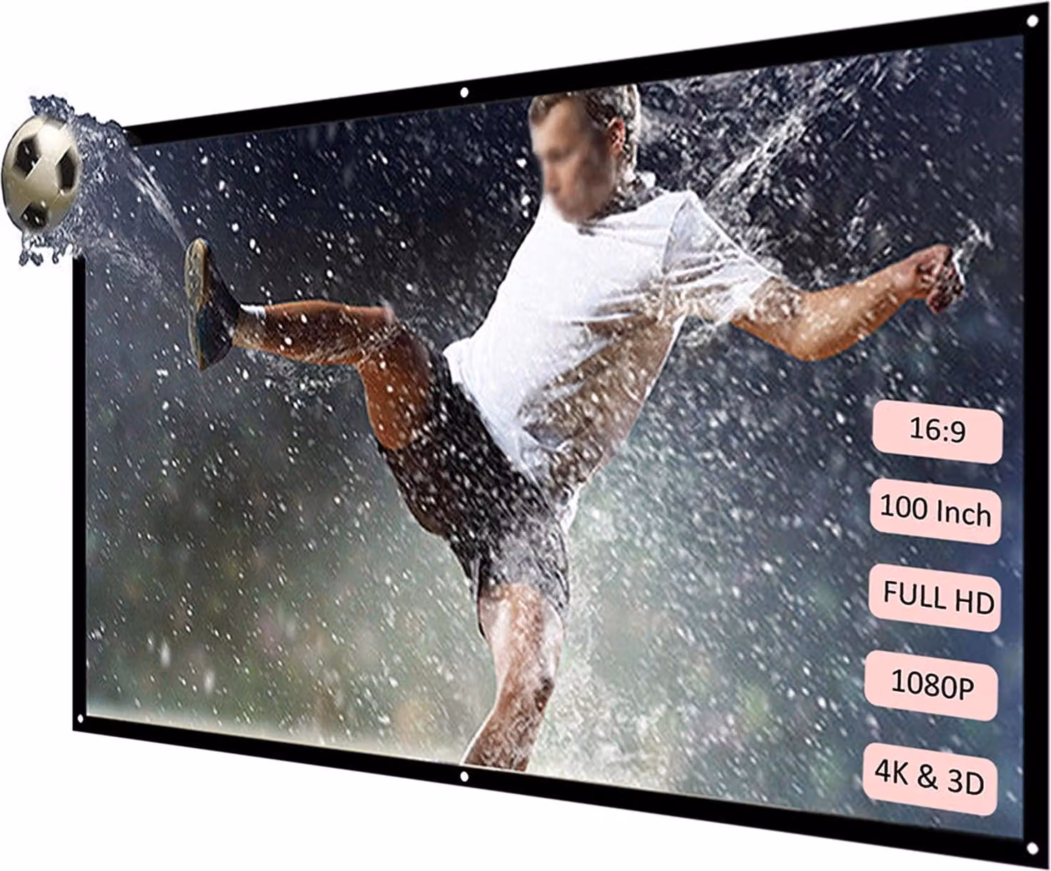 Schermo per proiettore da 100 pollici 16:9, proiezione HD portatile, pieghevole, montaggio a parete per home cinema, ufficio, film all'interno e all'esterno