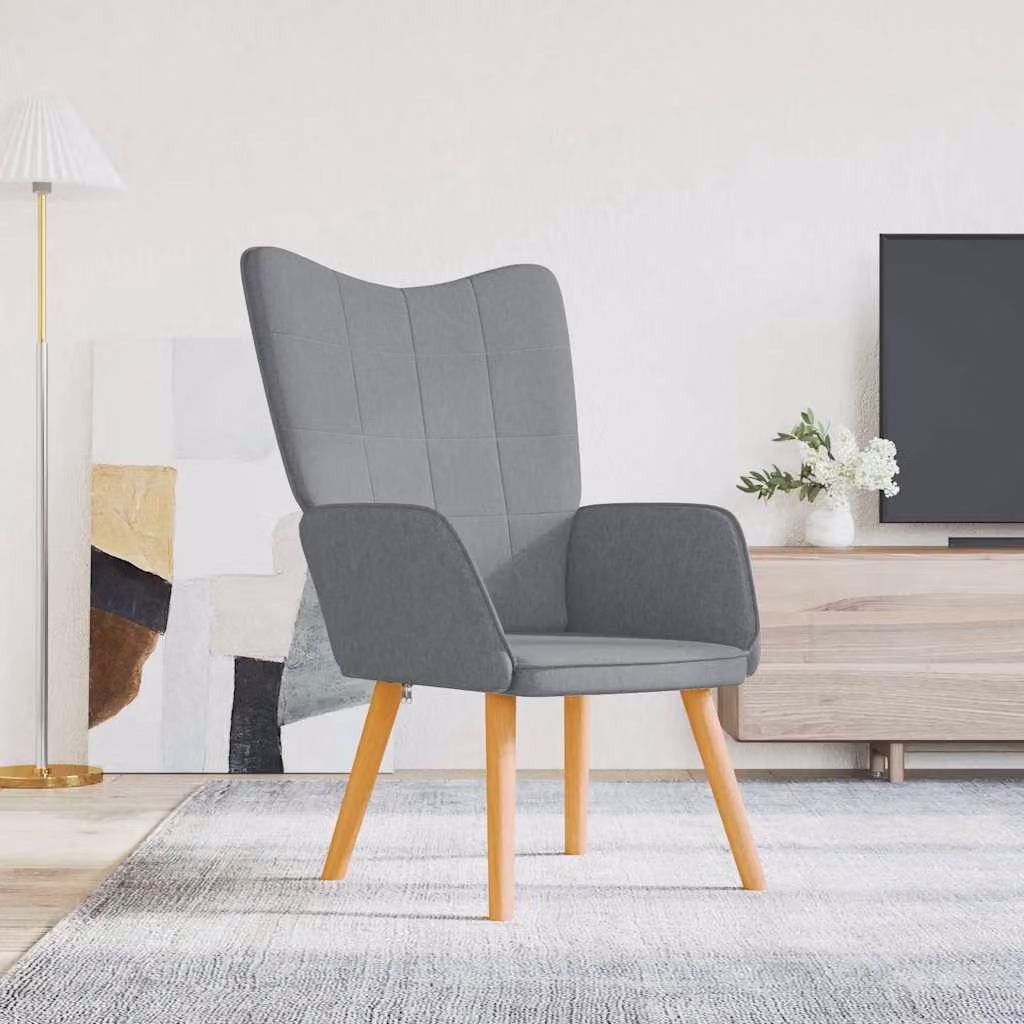 Poltrona Relax Recliner vidaXL Grigia in Tessuto con Braccioli e Struttura in Legno e Metallo