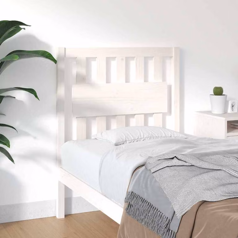 Testiera per Letto vidaXL in Legno Massello di Pino Bianco, L 80,5 cm x P 4 cm x H 100 cm