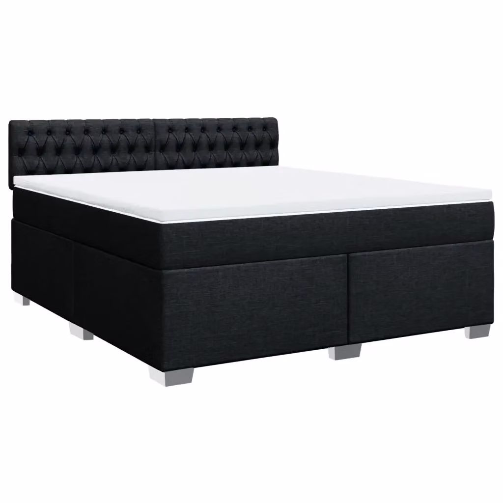 Letto Ibrido vidaXL con Giroletto a Molle e Materasso in Tessuto Nero e Bianco L: 180 cm, P: 200 cm – 2