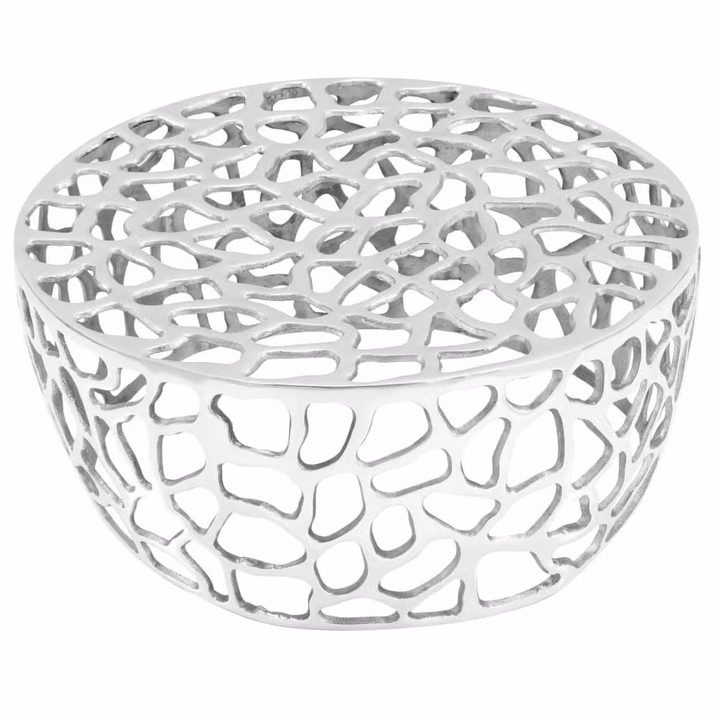 vidaXL Tavolino in fusione di alluminio 70x30 cm argento