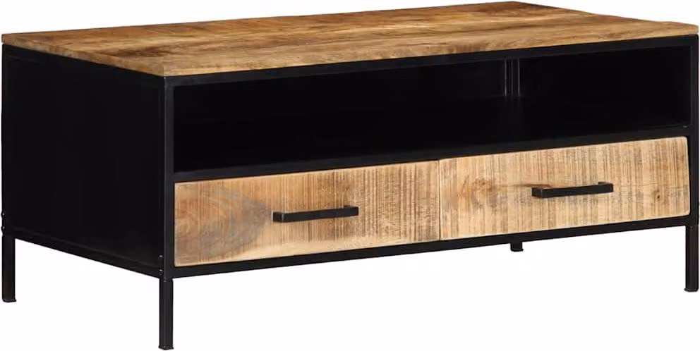 Maison Exclusive - Tavolino da caffè marrone, 90 x 50 x 40 cm. Realizzato in legno massello di mango e metallo