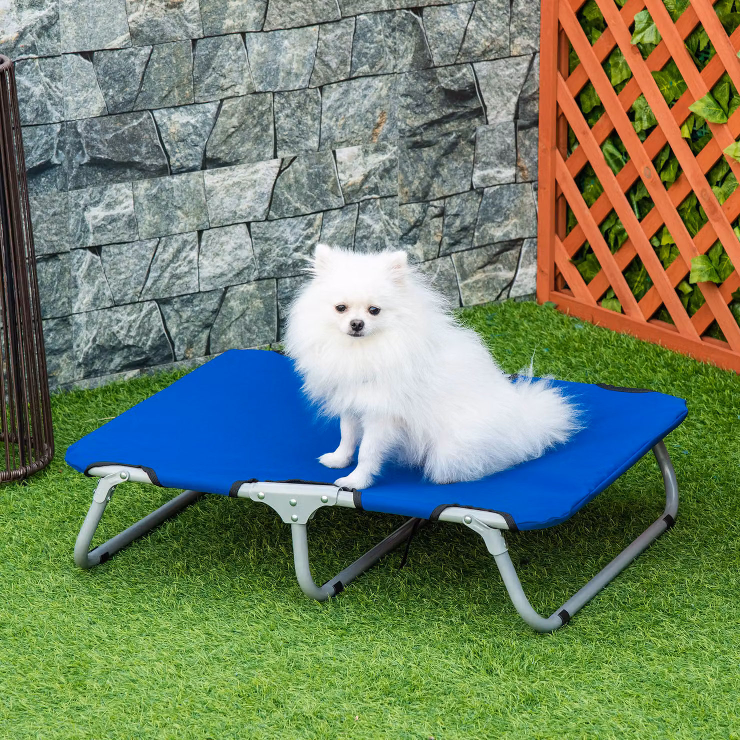 Lettino pieghevole per cani di piccola taglia PawHut, colore blu, L 71 cm x P 58 cm x H 18 cm – 2