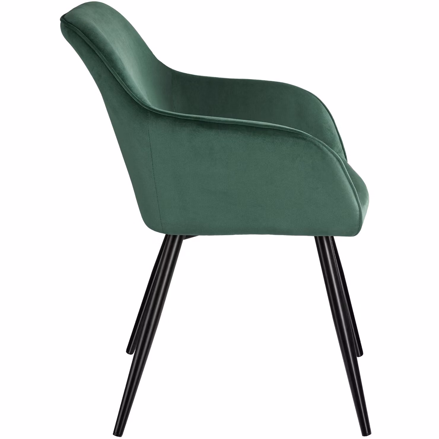 Set di 4 sedie Marilyn TecTake GmbH in velluto verde e nero con gambe in metallo nero per soggiorno e sala da pranzo – 3