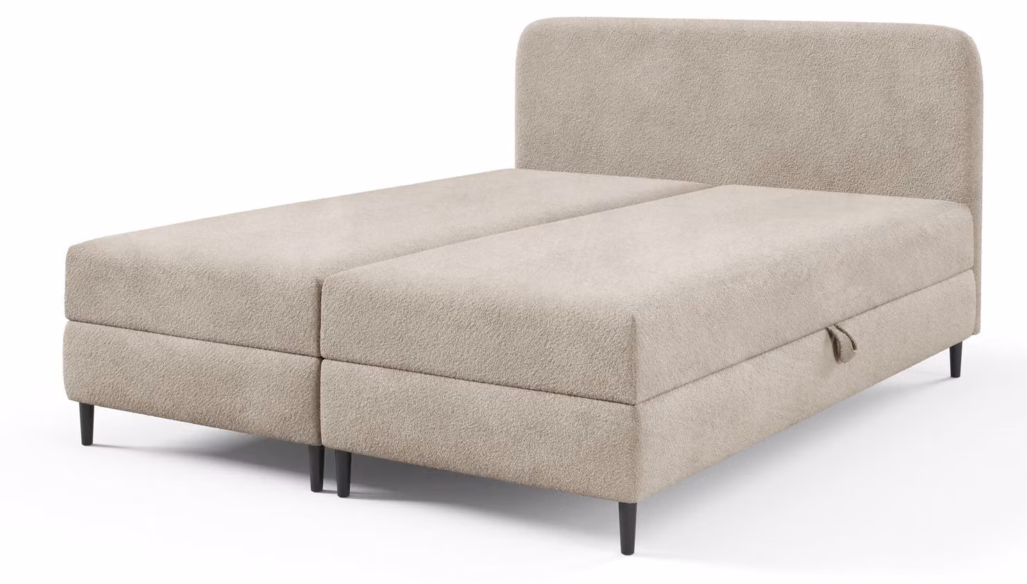 Letto con rete a molle Anemon, tessuto velluto beige, dimensioni 180 x 200 cm