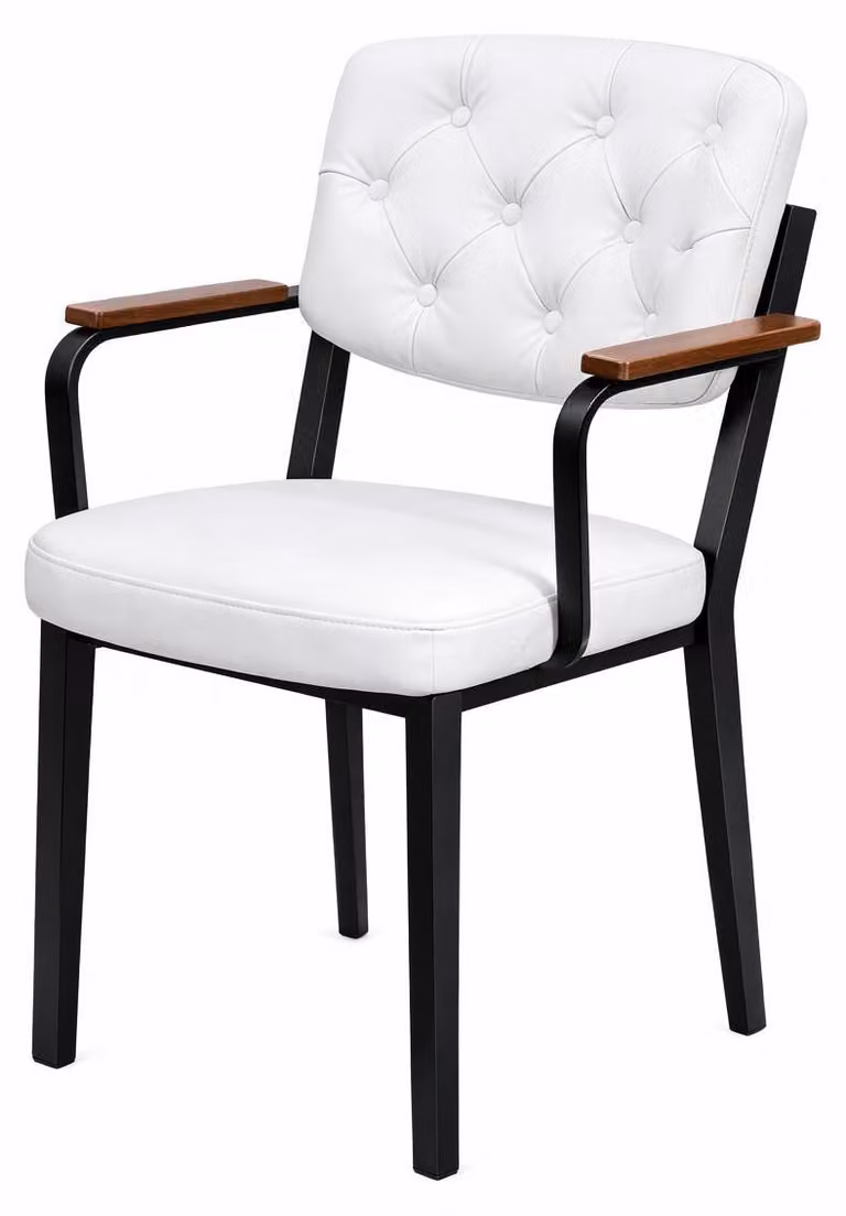 Sedia, stile moderno, colore bianco e nero, ideale per la sala da pranzo, confortevole, versatile