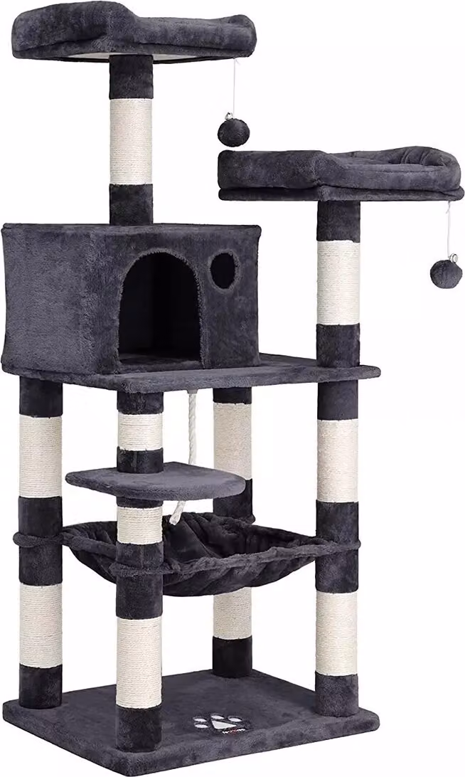 In And OutdoorMatch Cleveland tiragraffi - 143cm - Per gatti - Grigio fumo - Morbida amaca da letto per gatti - Gioco per gatti - Adatto a piccoli gattini