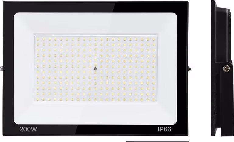 Proiettore LED, impermeabile IP66, struttura in alluminio nero, 200W, bianco freddo