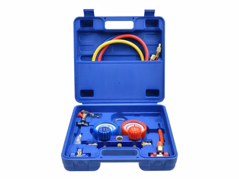 Set-kit pompa vuoto per condizionatori con 2 manometri, ricarica aria condizionata per refrigeranti,strumenti per diagnosi gas condizionatori di aria per auto