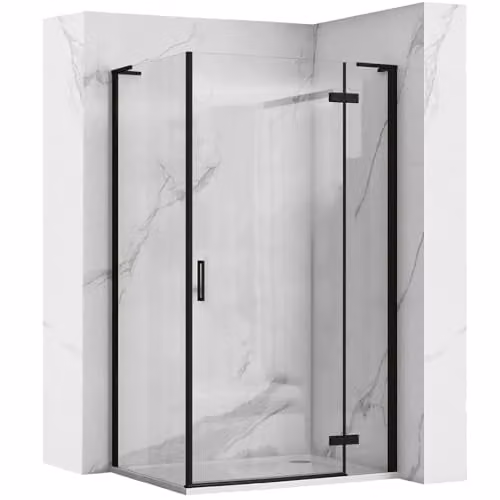 Rea Box doccia Nero 100x90 Box doccia senza piatto doccia Vetro temperato di sicurezza Trasparente 6 mm (Nero)