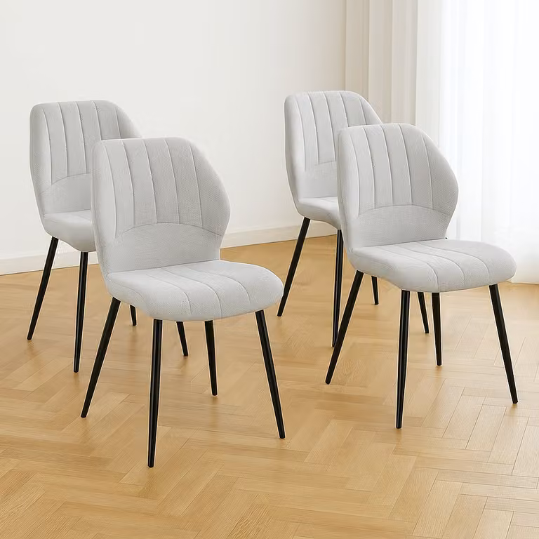 Sedia da pranzo AIORBER, set di 4, sedia imbottita, ergonomica, seduta imbottita, sedia da cucina, schienale, per cucina, soggiorno, 46x56x87cm, grigio