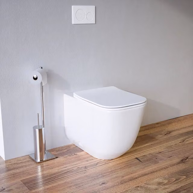 Vaso filomuro tornado silent flush in ceramica bianco lucido con copri-wc soft-close | Riga