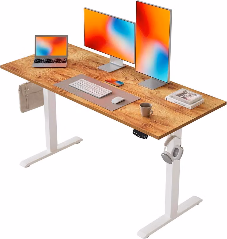Scrivania regolabile in altezza 120 x 60 cm Scrivania ergonomica elettrica Marrone chiaro