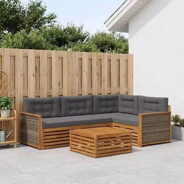 Set di divani da esterno 5 pz Naturale e Antracite 3383320